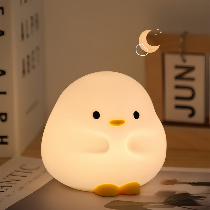 Cute Duck LED Night Lamp Cartoon Silicone USB Rechargeable Sleeping Light Touch Sensor Timing Bedroom Bedside Lamp for Kid Gift Home Decor