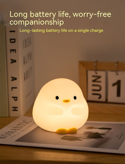 Cute Duck LED Night Lamp Cartoon Silicone USB Rechargeable Sleeping Light Touch Sensor Timing Bedroom Bedside Lamp for Kid Gift Home Decor