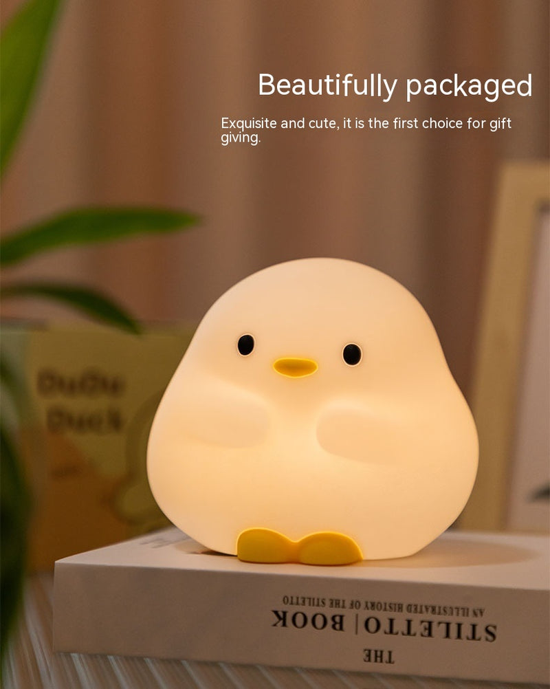 Cute Duck LED Night Lamp Cartoon Silicone USB Rechargeable Sleeping Light Touch Sensor Timing Bedroom Bedside Lamp for Kid Gift Home Decor