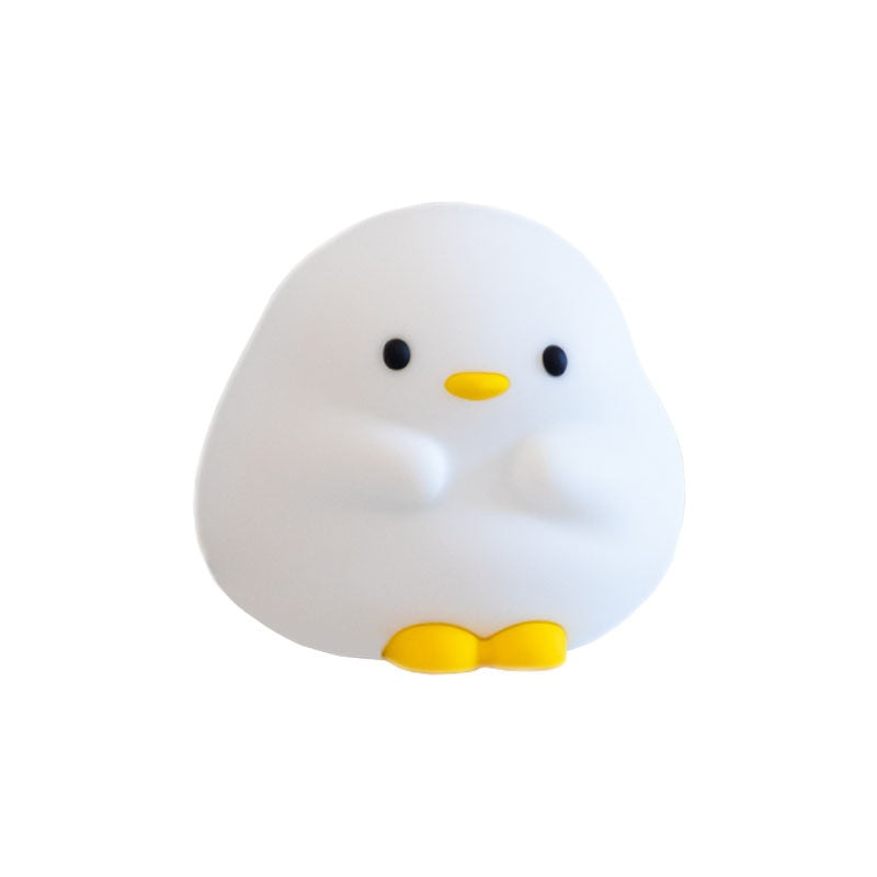 Cute Duck LED Night Lamp Cartoon Silicone USB Rechargeable Sleeping Light Touch Sensor Timing Bedroom Bedside Lamp for Kid Gift Home Decor