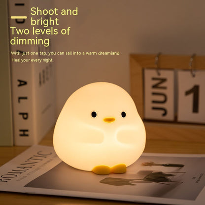 Cute Duck LED Night Lamp Cartoon Silicone USB Rechargeable Sleeping Light Touch Sensor Timing Bedroom Bedside Lamp for Kid Gift Home Decor