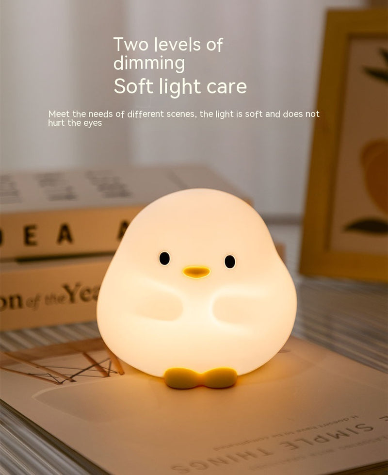 Cute Duck LED Night Lamp Cartoon Silicone USB Rechargeable Sleeping Light Touch Sensor Timing Bedroom Bedside Lamp for Kid Gift Home Decor