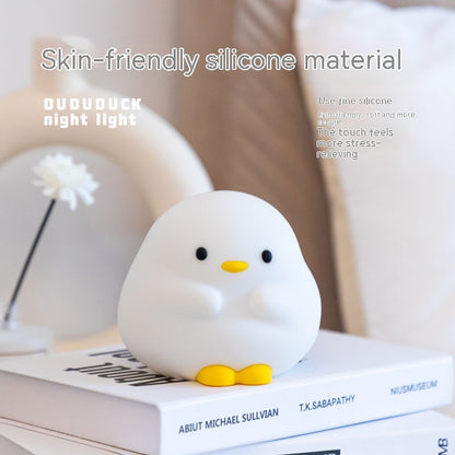 Cute Duck LED Night Lamp Cartoon Silicone USB Rechargeable Sleeping Light Touch Sensor Timing Bedroom Bedside Lamp for Kid Gift Home Decor