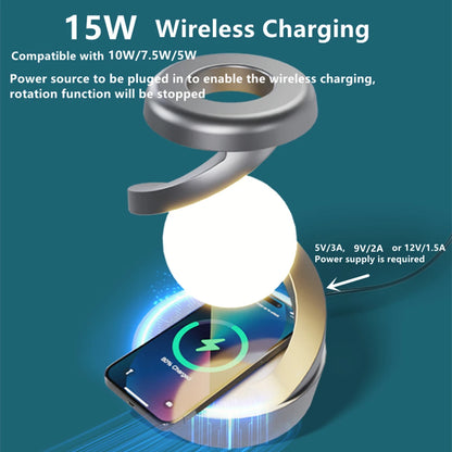 Creative Table Lamp, Rotating Floating Lamp, 15W Wireless Charger, Mobile Phone Wireless Charger, RGB Atmosphere Night Light