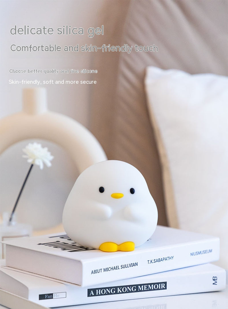 Cute Duck LED Night Lamp Cartoon Silicone USB Rechargeable Sleeping Light Touch Sensor Timing Bedroom Bedside Lamp for Kid Gift Home Decor