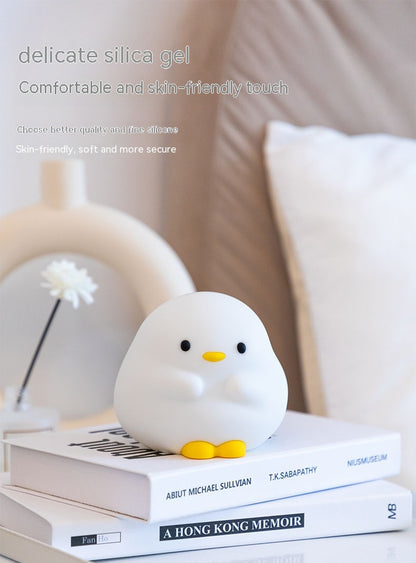 Cute Duck LED Night Lamp Cartoon Silicone USB Rechargeable Sleeping Light Touch Sensor Timing Bedroom Bedside Lamp for Kid Gift Home Decor