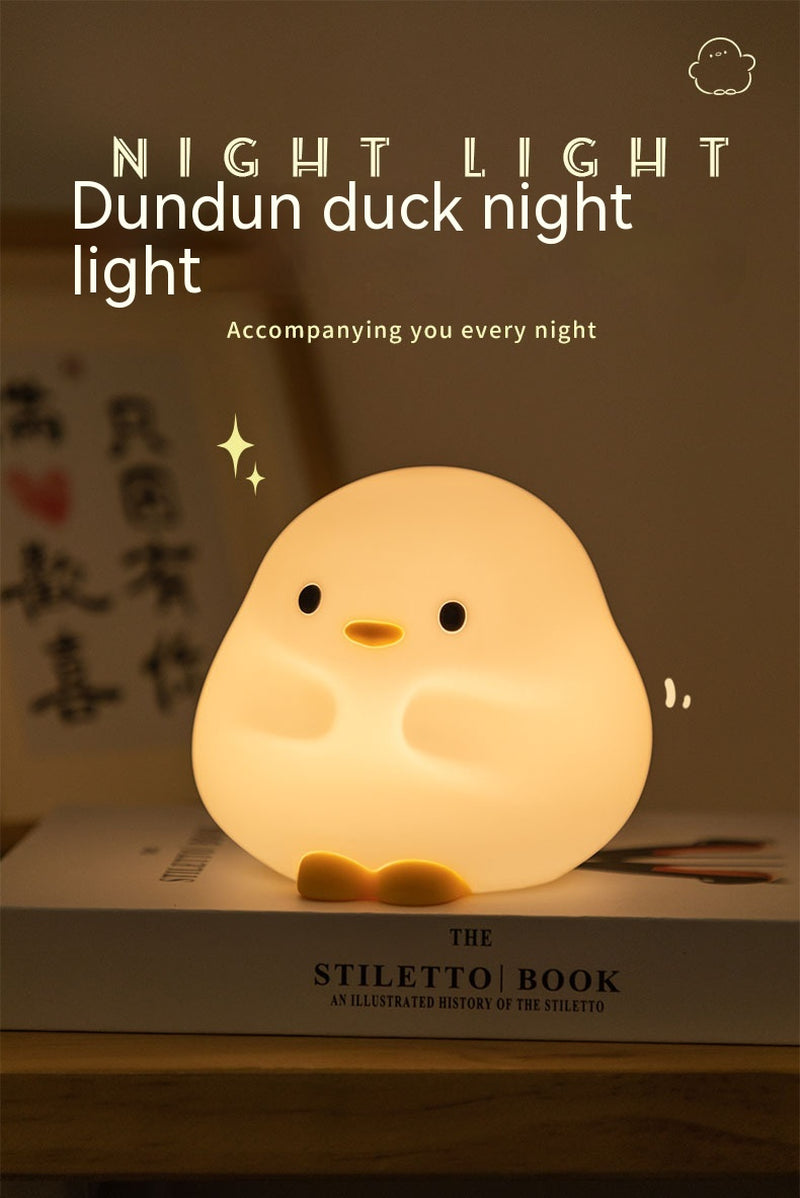 Cute Duck LED Night Lamp Cartoon Silicone USB Rechargeable Sleeping Light Touch Sensor Timing Bedroom Bedside Lamp for Kid Gift Home Decor