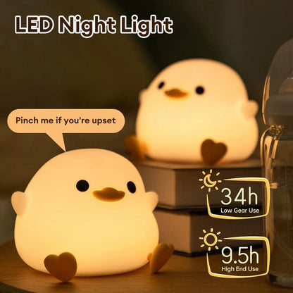 LED Night Light Cute Big Face Rabbit Night Light Kid Touch Sensor Timing USB Rechargeable for Birthday Gifts Bedroom Decor