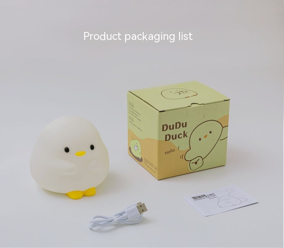 Cute Duck LED Night Lamp Cartoon Silicone USB Rechargeable Sleeping Light Touch Sensor Timing Bedroom Bedside Lamp for Kid Gift Home Decor