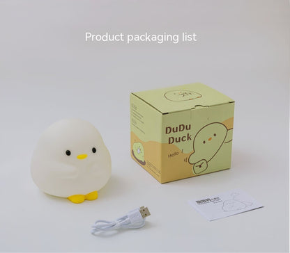 Cute Duck LED Night Lamp Cartoon Silicone USB Rechargeable Sleeping Light Touch Sensor Timing Bedroom Bedside Lamp for Kid Gift Home Decor