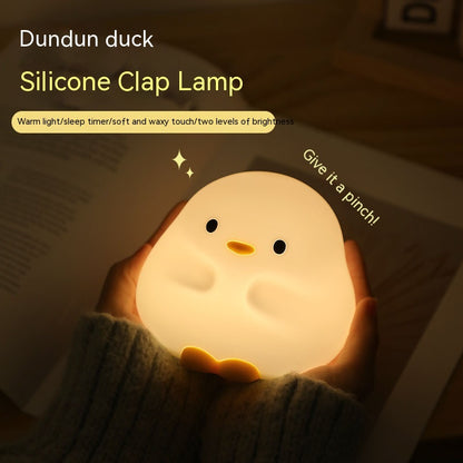 Cute Duck LED Night Lamp Cartoon Silicone USB Rechargeable Sleeping Light Touch Sensor Timing Bedroom Bedside Lamp for Kid Gift Home Decor